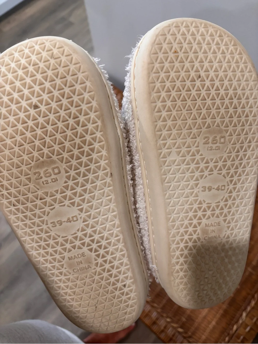 Kids Cream Slippers with Pink Smiley Face